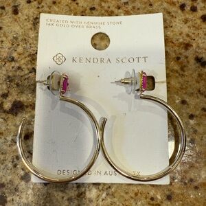 Kendra Scott Gold and Pink Hoop Earrings